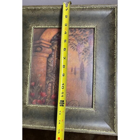 Rustic Framed Wall Art With Vintage Tuscan Scene Wisteria Grannycore 13”x15” - Picture 2 of 4